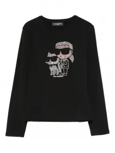 Декорированная футболка с длинными рукавами Karl Lagerfeld Kids, черный