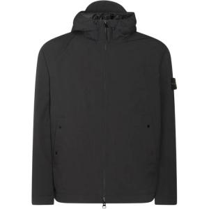 STONE ISLAND Толстовка с капюшоном на молнии с нашивкой логотипа, Black