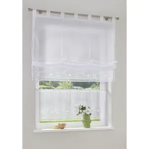 Панельная штора «Мой дом» «Айдахо», (1 шт.), готовая штора, с кружевом, прозрачная My Home, белый