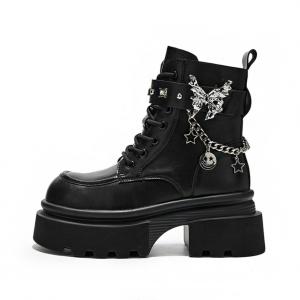 CHERRY&KALIKA Женские короткие полусапоги мартин высотой 5,5 см черные, цвет Black