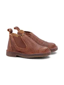 Ботинки с застежкой-молнией и текстурой змеиной кожи Pèpè, коричневый