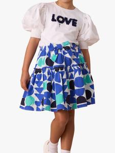 Детская юбка с принтом в несколько ярусов Angel & Rocket, Blue/Multi