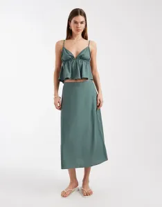 Зеленая льняная юбка миди с эффектом прикосновения Vero Moda