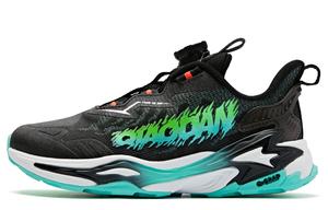 Скользоустойчивые амортизирующие легкие низкие детские кроссовки Black Spring River Green подростковые QIAODAN