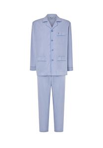 Мужская длинная пижама премиум-класса из поплина в клетку, синяя El Búho NOCTURNO, синий