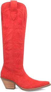 Женские сапоги Dingo Thunder Road с вышивкой, заостренным носком, повседневные, до колена, средний каблук 2-3" - черные