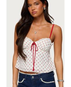 Женский шифоновый топ с контрастным горошком Edikted, Cream-and-red