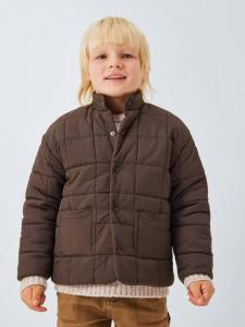 Детская стеганая куртка квадратного кроя John Lewis, Brown
