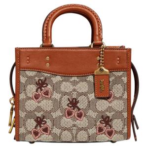 COACH Сумка через плечо Rogue Embroidery Fabric с кожаной вставкой маленький размер женская монограмма коричневый