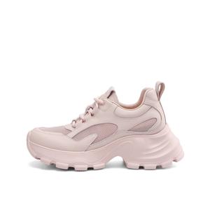 BOERDIQI Дышащие массивные кроссовки для увеличения роста женские розовые с овчинной стелькой, цвет Pink (Sheepskin Insole)