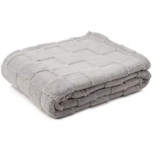 Плед для дома FRANKA Jacquarddecke в современном дизайне, из 100% полиэстерового микроволокна, с обработанными краями по всему периметру Gözze, серебряный