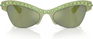 Женские солнцезащитные очки Swarovski Sk6043 Butterfly, Milky Green/Green Mirrored Green