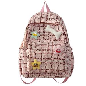 Nylon Large Capacity Backpack Regular Women's Pink/Green/Blue GEERDUN, Blue (with Star and Bone Pendant)