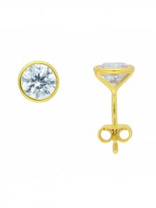 Adeliás Женские золотые серьги-гвоздики 333 с кубическим цирконием Ø 6 мм из золота