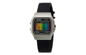 CASIO Мужские часы Retrofit Series с кварцевым механизмом и нейлоновым ремешком, черный циферблат