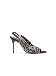 Замшевые босоножки с бахромой и стразами Balmain, серебро