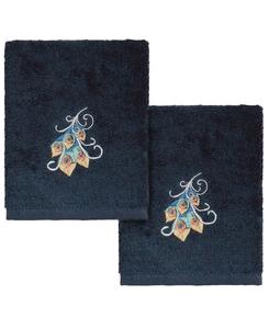 Набор из двух полотенец для умывания «Пенелопа» из турецкого хлопка Linum Home, темно-синий