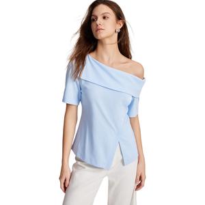 Футболка женская с лодочкой умеренно прямого кроя ELLE, синий