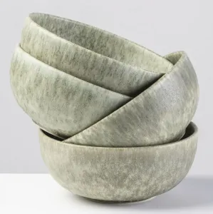 Gipfelstück Миска для хлопьев "Mos'n'Stein", 4 предмета, керамогранит, скандинавский стиль, реактивная глазурь, каждое изделие уникально Ø 15 см, зеленый