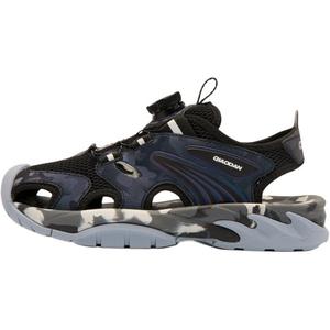 Детские сандалии с низким верхом, устойчивые к износу и скольжению, для подростков QIAODAN, черный/белый