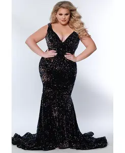 Женское бархатное вечернее платье силуэта «русалка» с V-образным вырезом Johnathan Kayne for Sydney's Closet, мультиколор