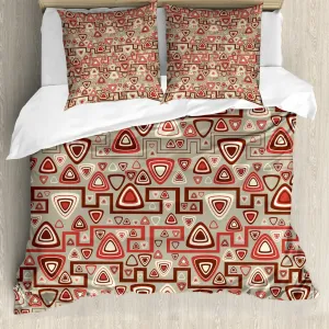 Пододеяльник ABAKUHAUS с абстрактным рисунком, с закругленными треугольниками, с защитой от клещей, подходит для аллергиков, с наволочками, 155 см x 220 см - 80 x 80 см, разноцветный