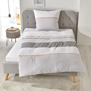 Постельное белье Dream Sleep Seersucker Hamburg Grey 160x210 см + 65x100 см Traumschlaf