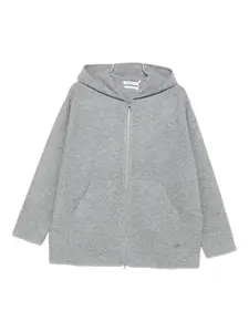 Толстовка с капюшоном из смесовой шерсти на молнии MAX MARA, серый