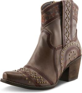 Ковбойские сапоги L’Artiste SADDLEUP из западной кожи - сапоги средней высоты с тиснением «цветы», декоративными заклепками и боковой молнией Spring Step L'Artiste, Grey Multi