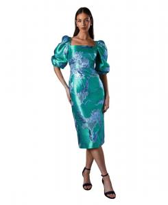 Платье с рукавами-пузырями из жаккарда Coast, Green