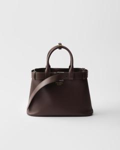 Небольшая кожаная сумка Prada Buckle с ремнем, коричневый