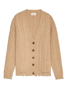 Кардиган фактурной вязки с карманом A Paper Kid, светло-коричневый
