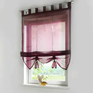 Штора, оконная занавеска, римская штора, штора для кафе, 100x155 см, бордовый Zhixia