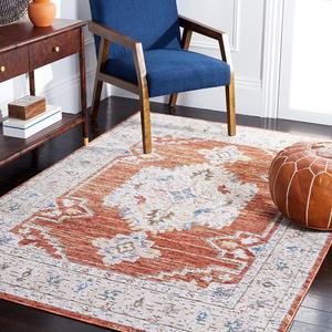 Ковер SAFAVIEH, 122 x 183 см, Sierra Collection, Ivory & Rust, традиционный восточный дизайн, не линяет и прост в уходе, идеален для помещений с высокой проходимостью: прихожая, гостиная, спальня (SRA412A)