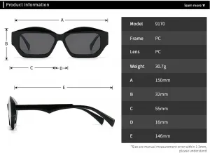 Винтажные солнцезащитные очки Polygon Cat Eye Jelly Color для женщин, модные оранжево-синие солнцезащитные очки для мужчин Melrose, Black Grey