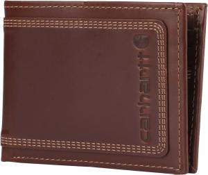 Кошелек Carhartt Men’s Leather Triple Stitch, прочная кожа Full-Grain, стили Bifold, Trifold и Rodeo, Brown (Passcase)