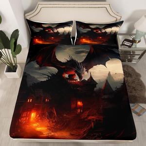 Erosebridal Комплект постельного белья 3D Dragon с принтом летящего дракона для подростков и молодежи, Dragon 05
