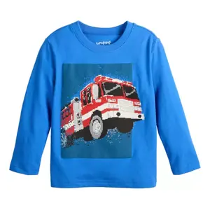 Футболка с длинными рукавами и принтом для мальчиков и малышей Jumping Beans, цвет blue firetruck