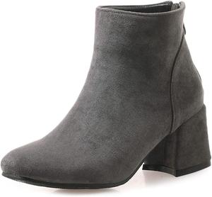 Женские ботильоны MIOKE с бахромой и кисточками, замшевые, на молнии, с круглым носком, массивным каблуком, короткие, Gray Grey-Velvet Lined