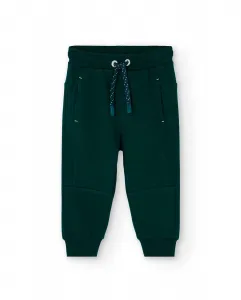 Детские спортивные штаны с эластичной талией и карманами Boboli, темно-зеленый