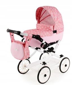 Большая кукольная коляска Viki Vi-07, ПОРОШКОВЫЙ РОЗОВЫЙ Adbor