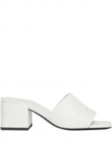 Сандалии из кожи на блочном каблуке высотой 55 мм Courrèges, белый