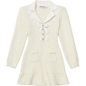 Self-portrait Женское платье с длинным рукавом цвета слоновой кости Self portrait