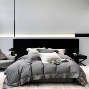 Generic Комплект постельного белья 100S Egyptian Cotton Houndstooth Hollow Out Broad Side Luxury Gray