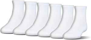 Носки Under Armour для взрослых, хлопковые, четверть длины, несколько пар, White/Gray (6-Pairs)