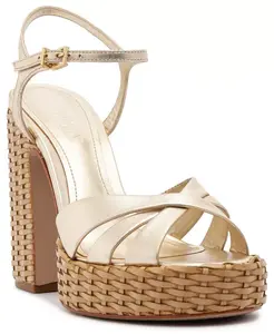 Женские сандалии Keefa High Straw с круглым носком Schutz, золотой