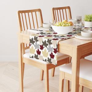 Настольная дорожка, 100 % хлопок, кленовые листья 16x72 дюйма, узор «гусиные лапки»