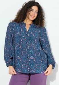 Блуза Ulla Popken ZIERPASSE A-LINIE LANGARM, Petrol/Teal