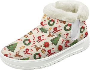 Женские зимние ботинки на снег, водонепроницаемые, короткие, легкие, теплые с плюшевой отделкой, зимние ботинки с противоскользящей подошвой, модные, размеры 36-48 Quxjehoe, Merry Christmas