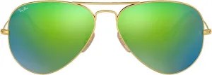 Солнцезащитные очки Ray-Ban RB3025 Classic Mirrored Aviator, Matte Gold/Grey Mirrored Green